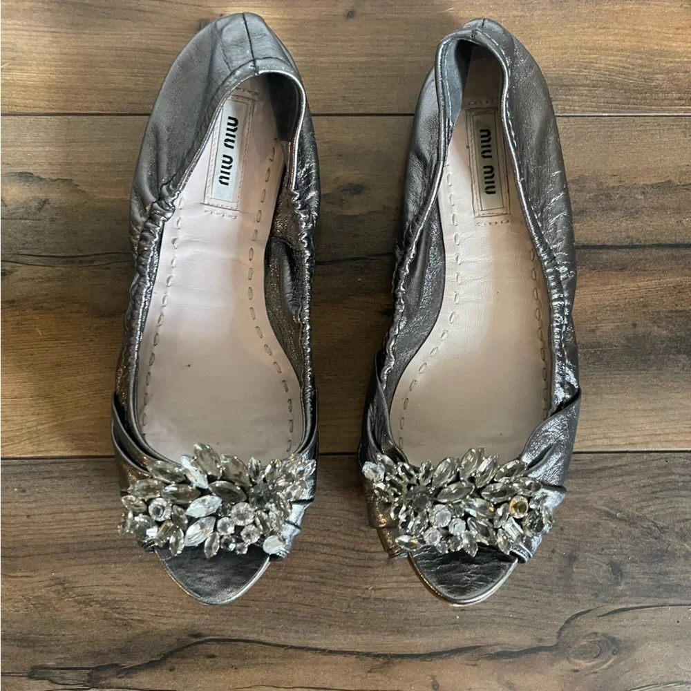 Miu Miu - silver ballerina flats size 36.5 EU​​